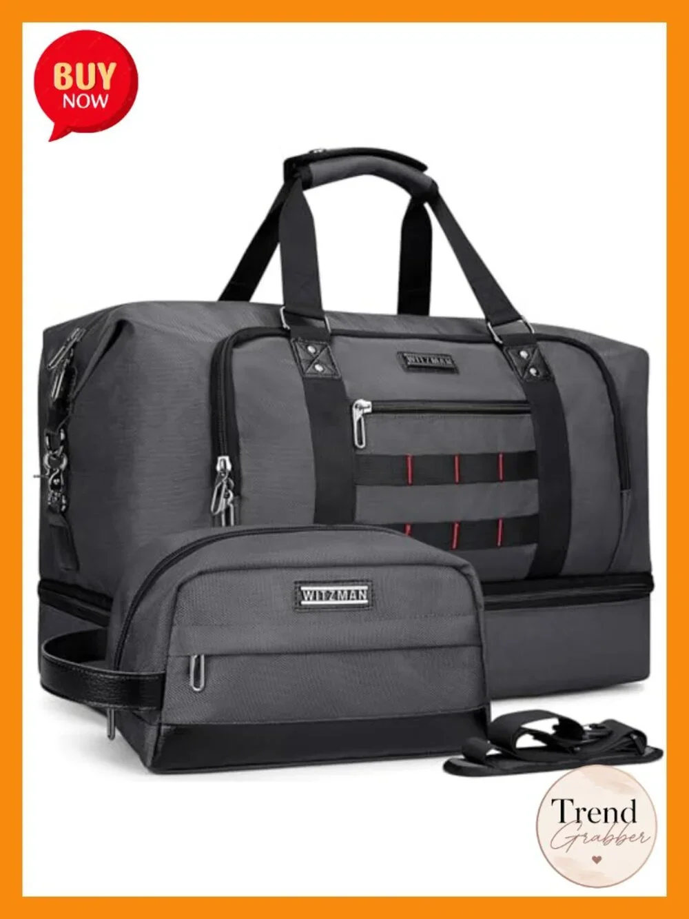 Nylon Duffel Bag with Toiletry Bag Set 55L Carry On Weekender Luggage